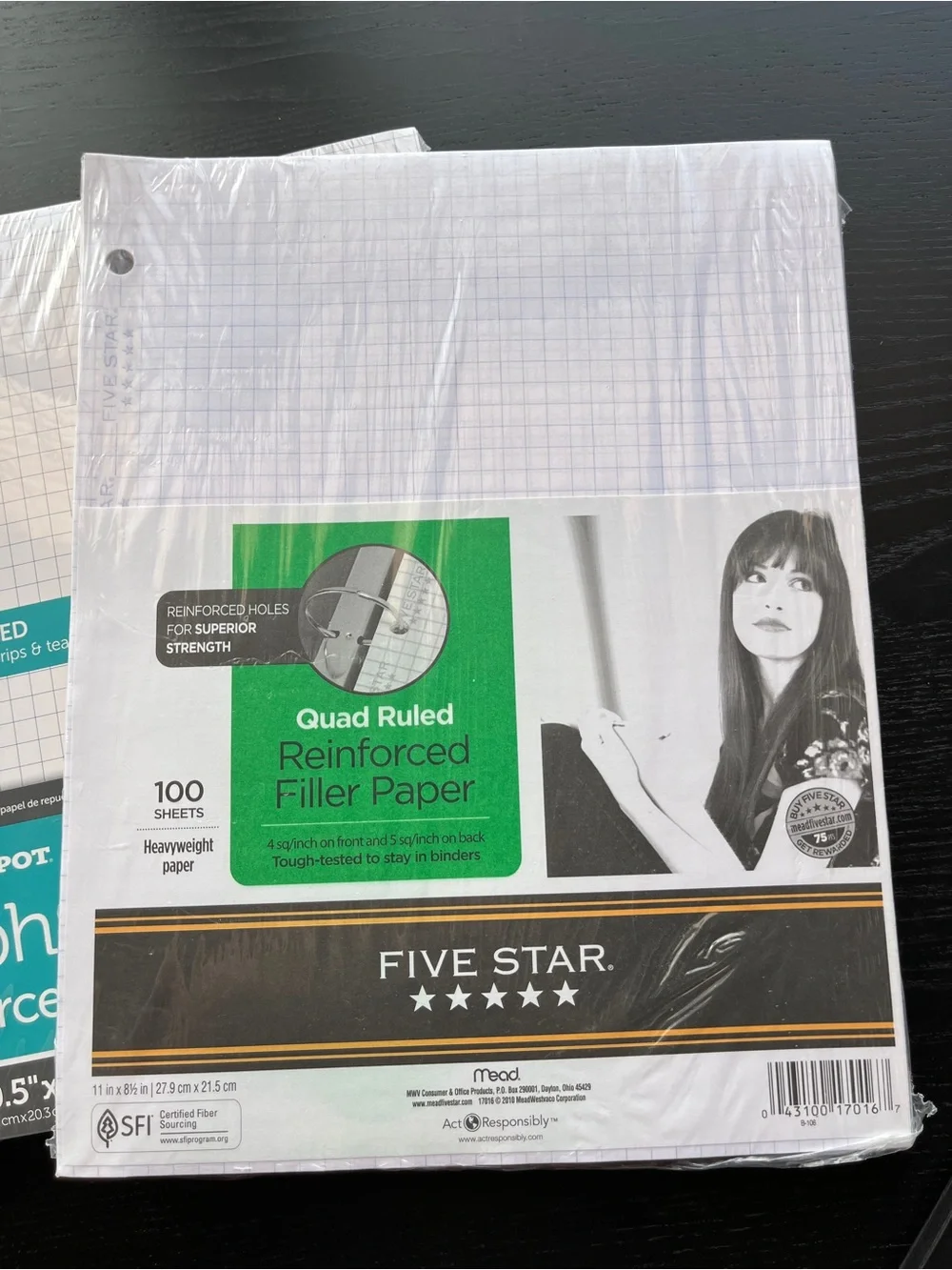 4 Pack Graph Paper Filler Pad Staples Tops Five Star Office Depot 4x4 3-Hole